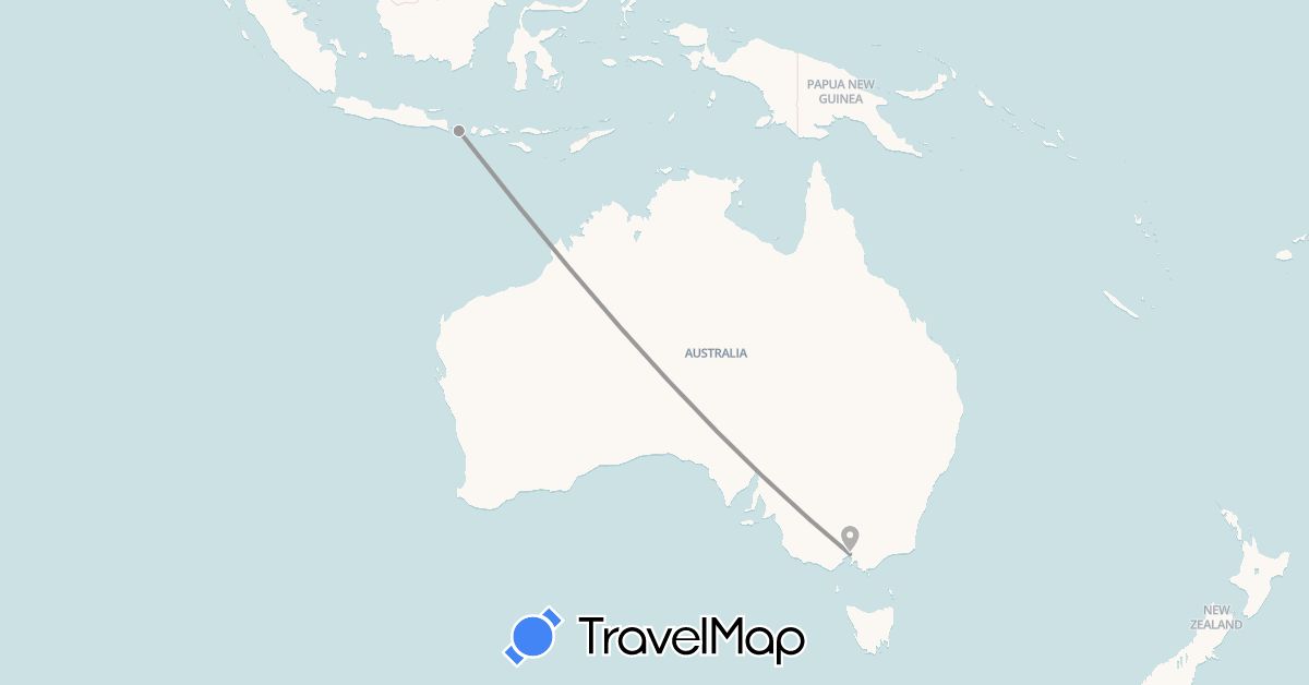 TravelMap itinerary: driving, plane in Australia, Indonesia (Asia, Oceania)